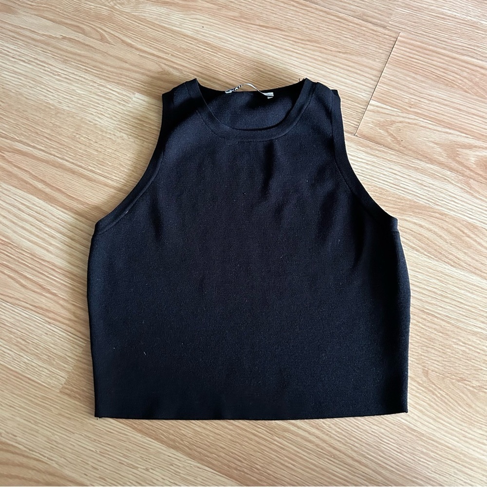 Zara Black Sleeveless Round Neck Top Women’s Large